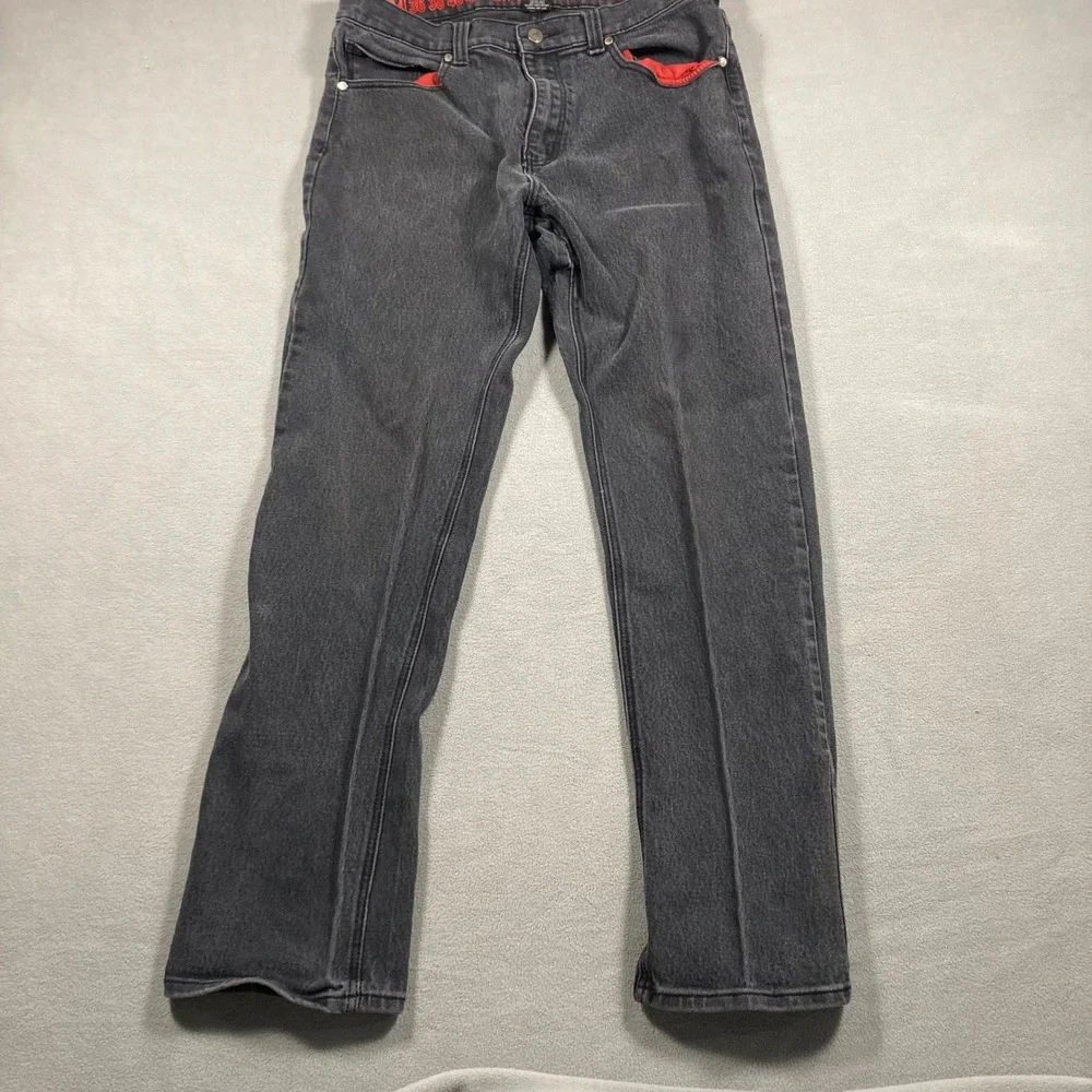 Linea Uomo Jeans Mens 34 Black Straight Leg Stretch